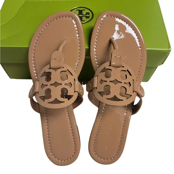 Tory Burch Women’s Miller Sandals Patent Leather Size 7 US - Picture 1 of 13
